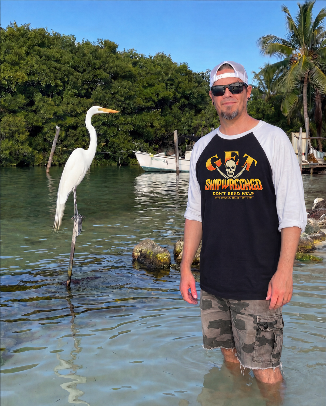 Get Shipwrecked 80s Rocker Tee - Black